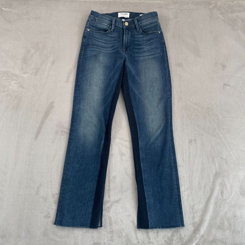 FRAME DENIM Le‎ High Straight Jeans Women 25 in Elaine Split Frayed Hem Designer - Picture 4 of 13